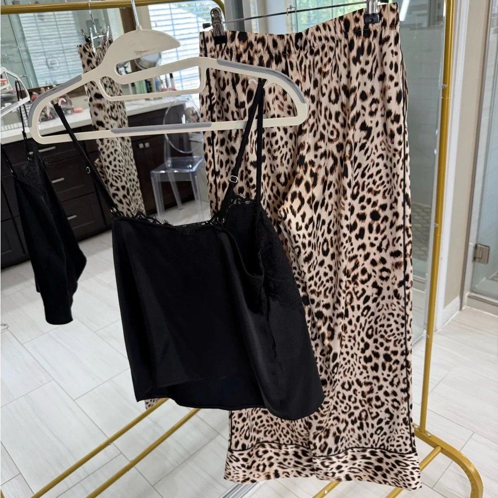 Victoria's Secret Leopard Print pants & unbranded satin cami Pajama Set(A255) - Picture 3 of 10
